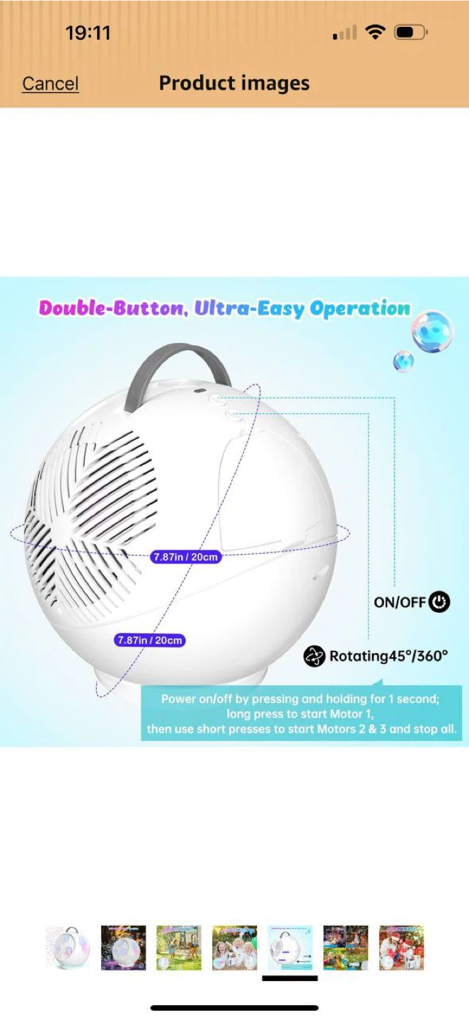 Bubble Machine for Kids – 360° Rotating Bubble Maker with LED - photo 5