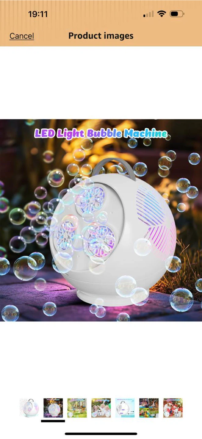 Bubble Machine for Kids – 360° Rotating Bubble Maker with LED - photo 2