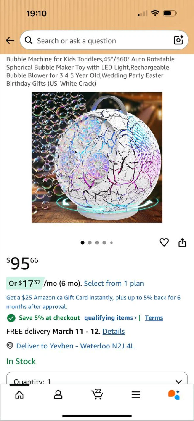 Bubble Machine for Kids – 360° Rotating Bubble Maker with LED
