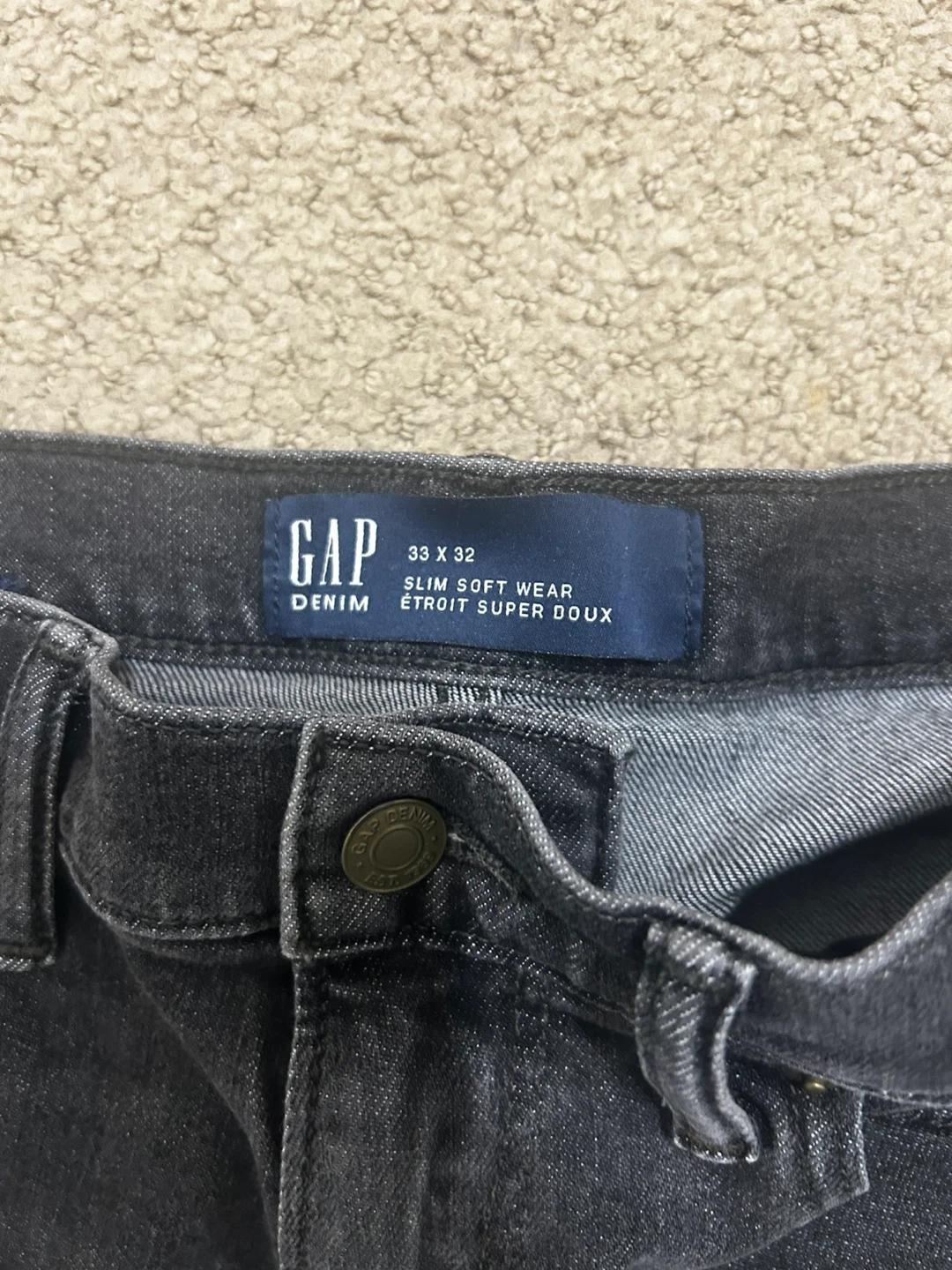 Men GAP Slim Soft Wear Jeans - Black & Grey - 33x32 - photo 3
