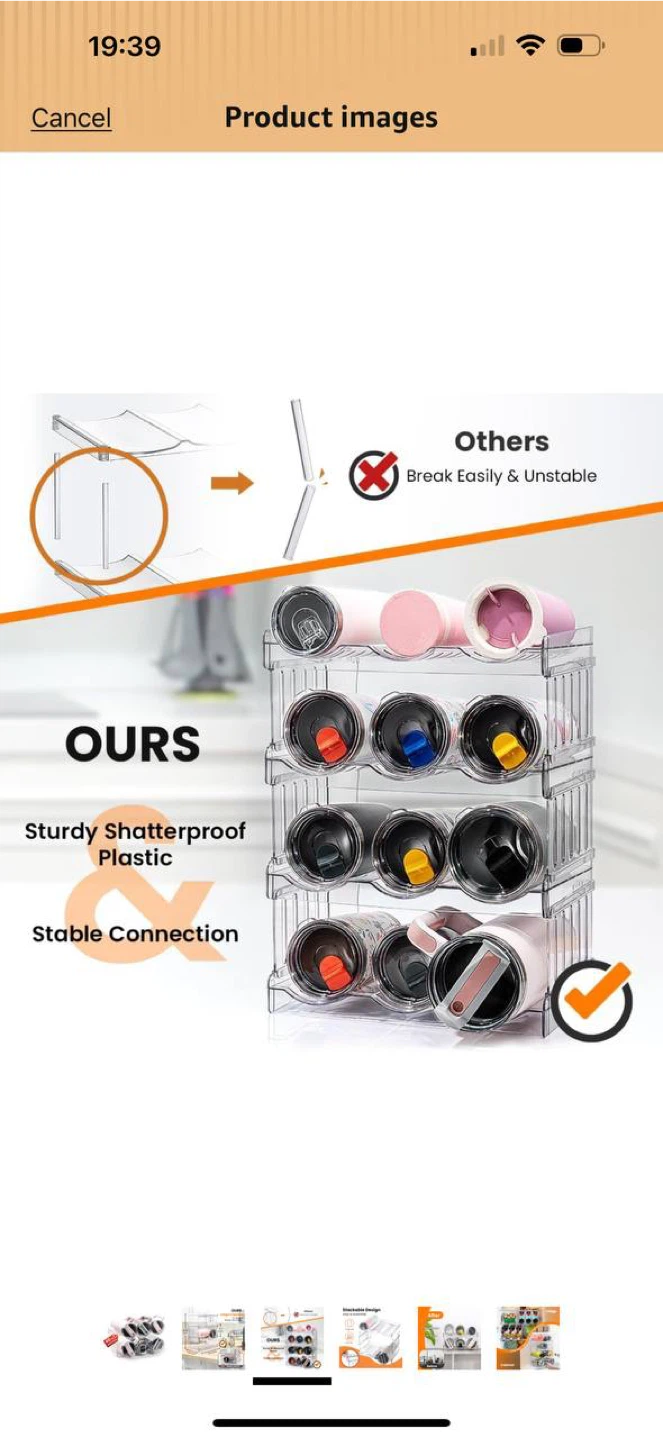 Water Bottle Organizer for Stanley 40oz Tumbler – 2 Layer Rack