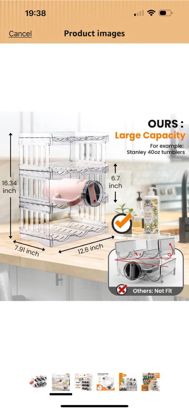 Water Bottle Organizer for Stanley 40oz Tumbler – 2 Layer Rack - photo 2