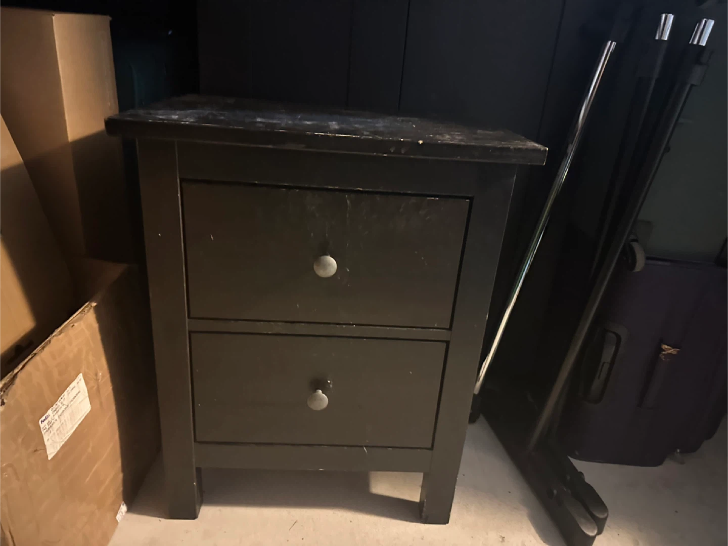 Brown two-drawer nightstand