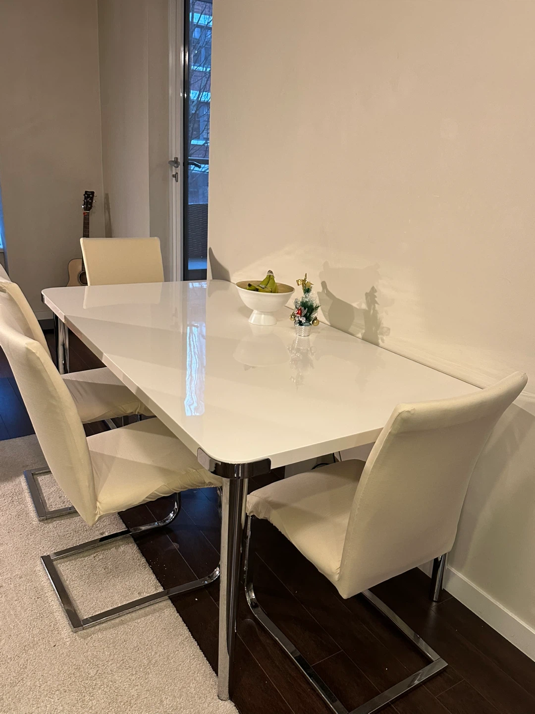 White Dining Table with Chrome Legs - photo 3