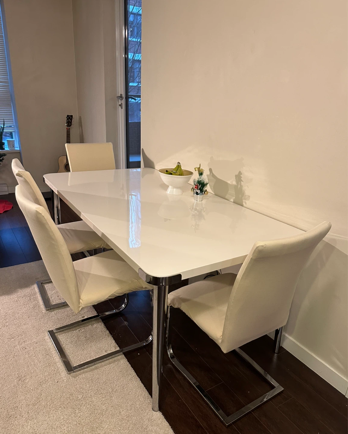White Dining Table with Chrome Legs - photo 2
