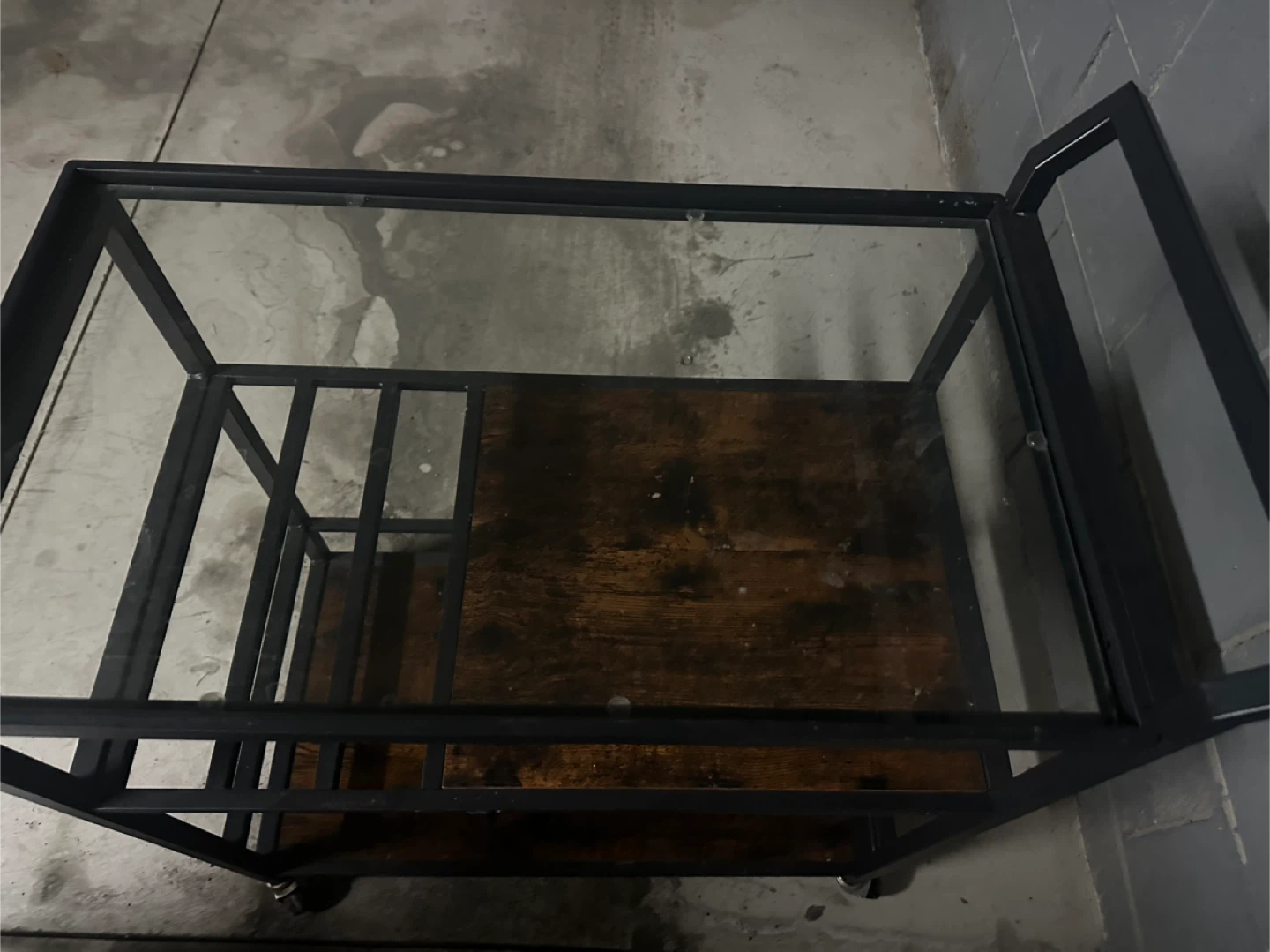 Bar Cart with Glass Top and Wood Shelves - photo 2