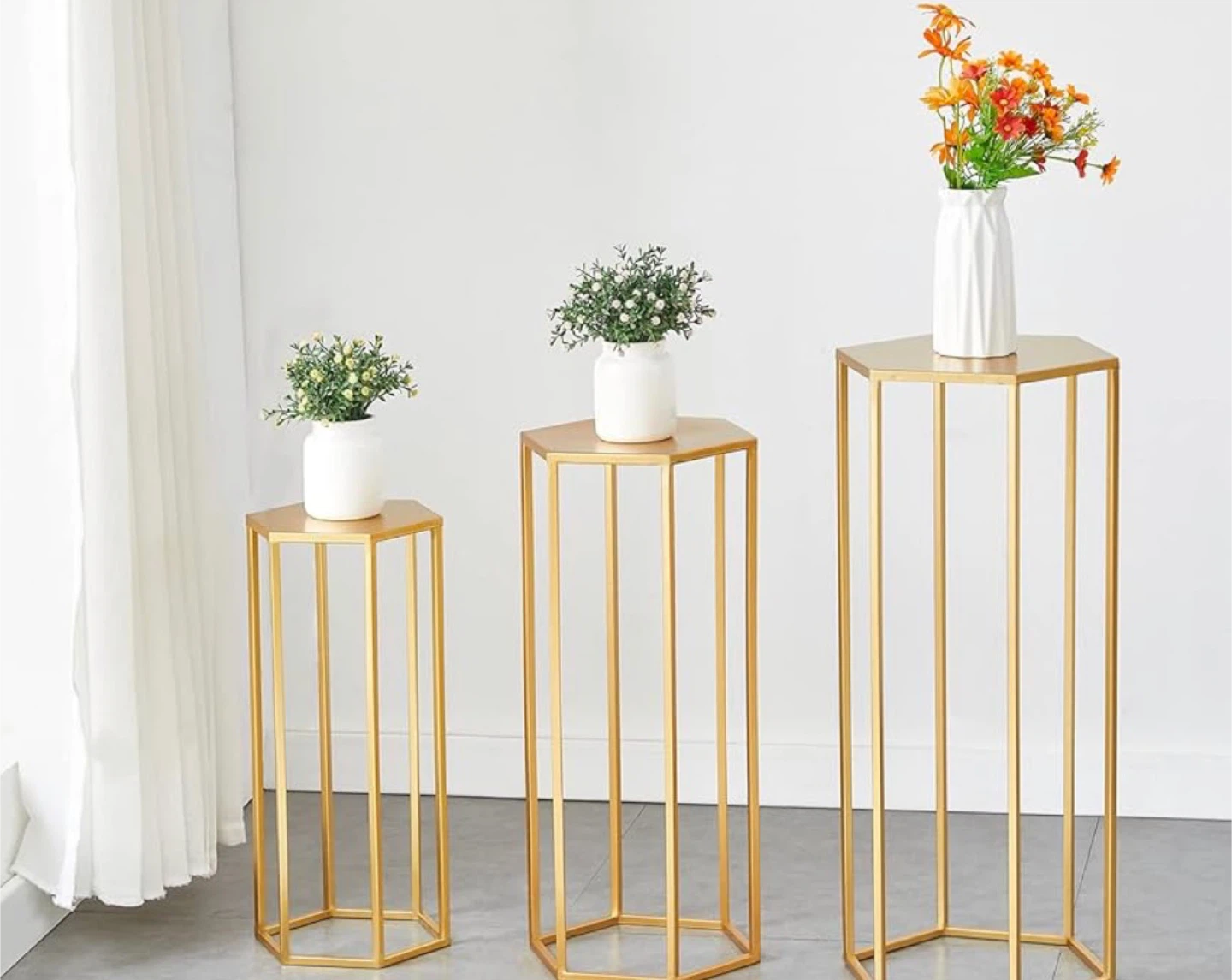 Gold Hexagonal Plant Stand - photo 2