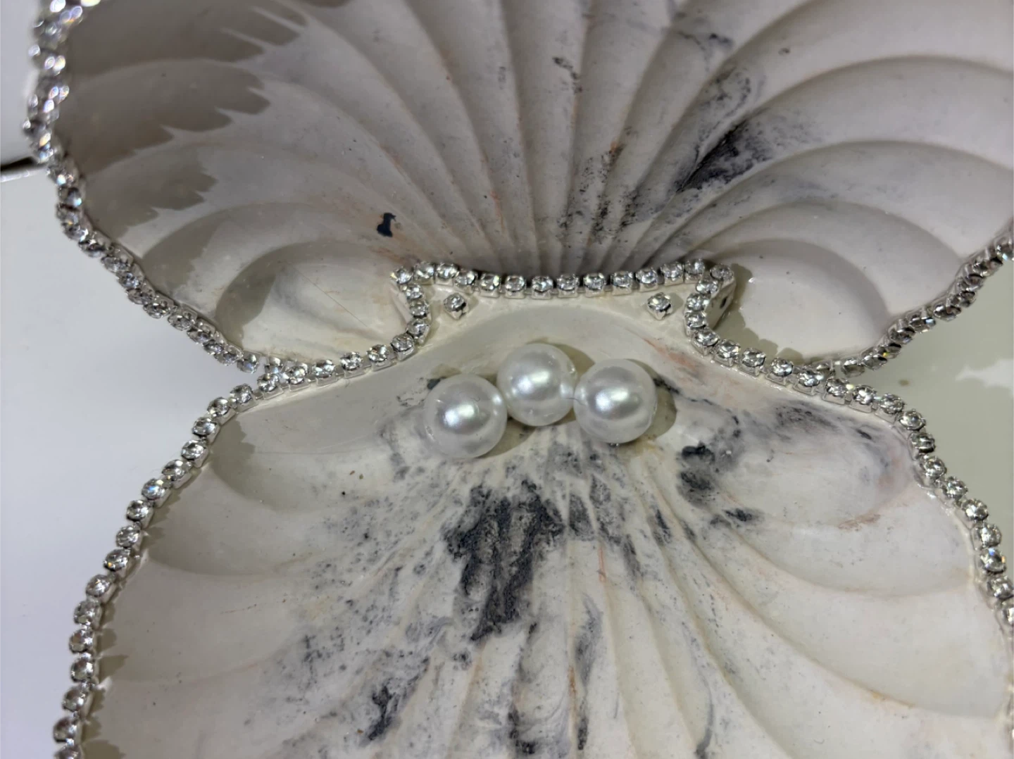 Handmade grey marble coastal seashell trinket - photo 2