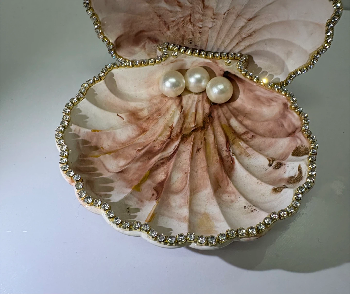 Handmade brown and gold marble coastal seashell trinket - photo 4
