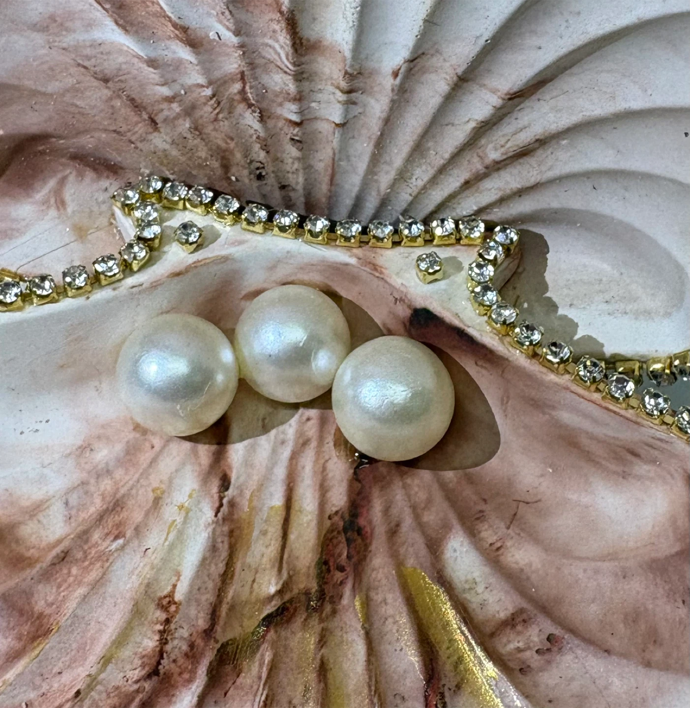 Handmade brown and gold marble coastal seashell trinket - photo 3