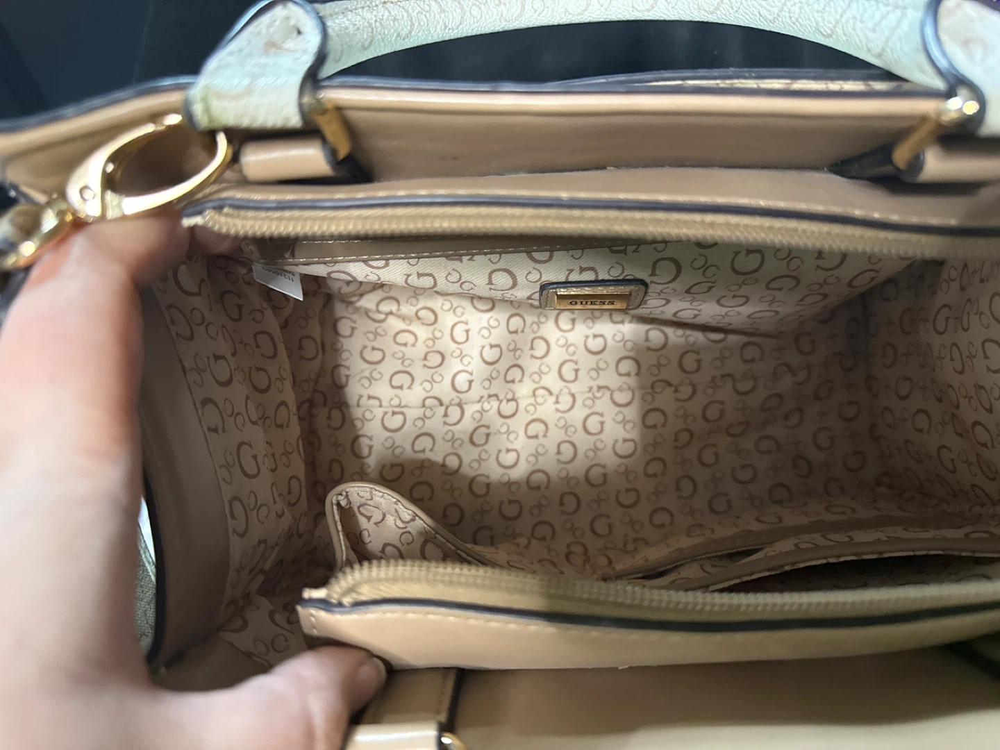 Authentic Guess Mini Satchel Crossbody Purse – Beige Monogram - photo 5