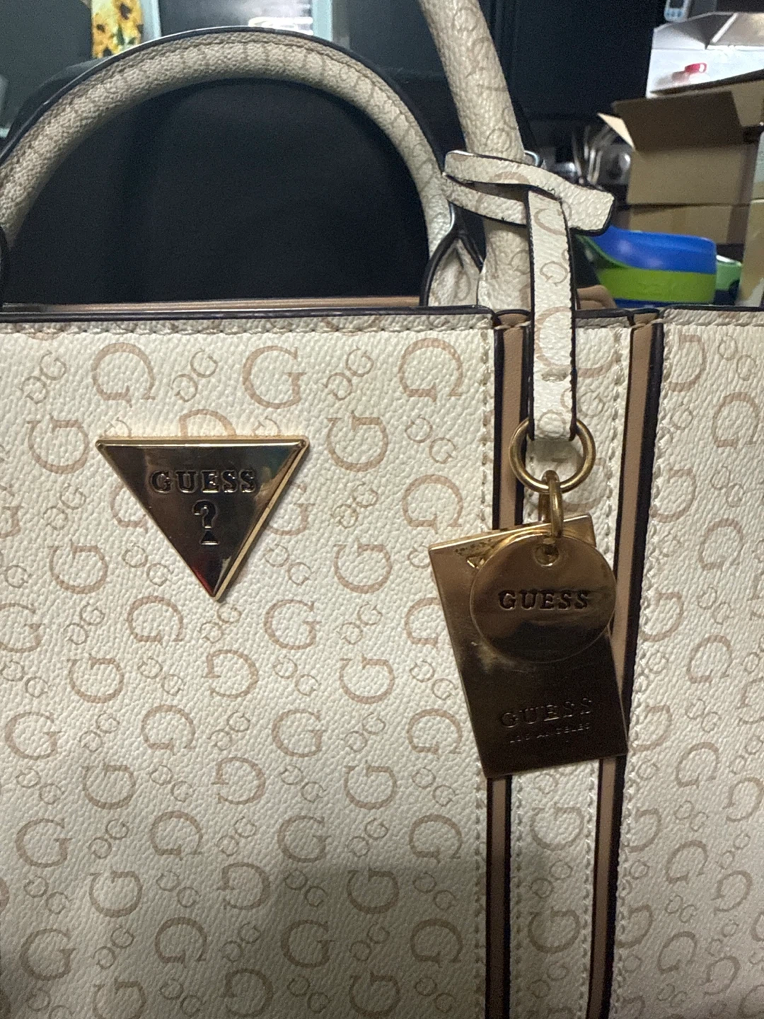 Authentic Guess Mini Satchel Crossbody Purse – Beige Monogram - photo 2