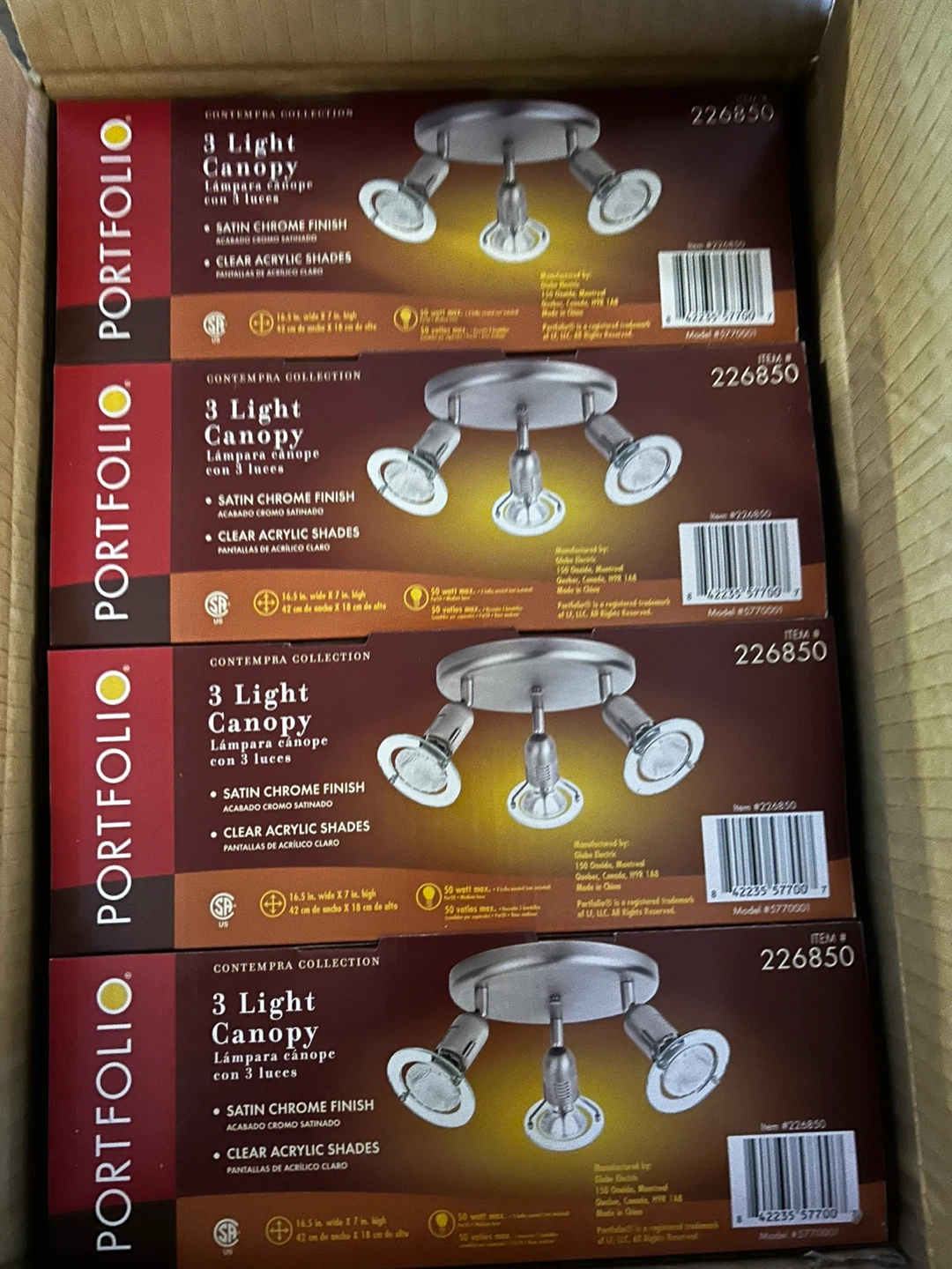 PORTFOLIO Contempra Collection 3 Light Canopy Satin Chrome