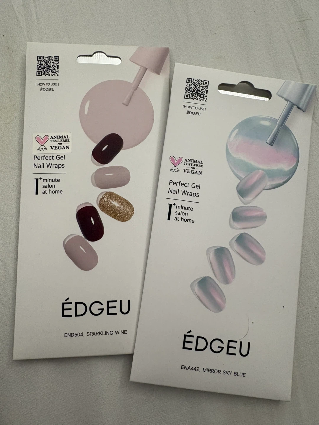 ÉDGEU Perfect Gel Nail Wraps - Sparkling Wine & Mirror Sky Blue