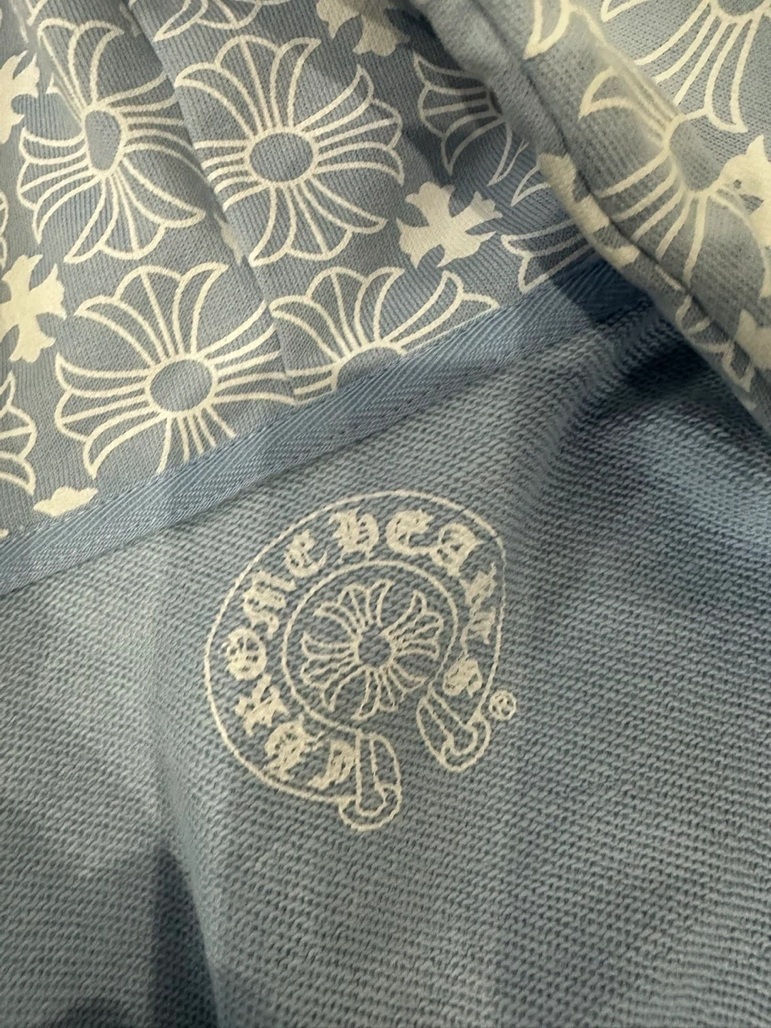 Chrome Hearts Zip-Up Hoodie Light Blue Floral Print - photo 4