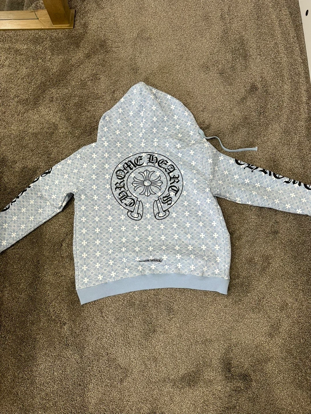 Chrome Hearts Zip-Up Hoodie Light Blue Floral Print