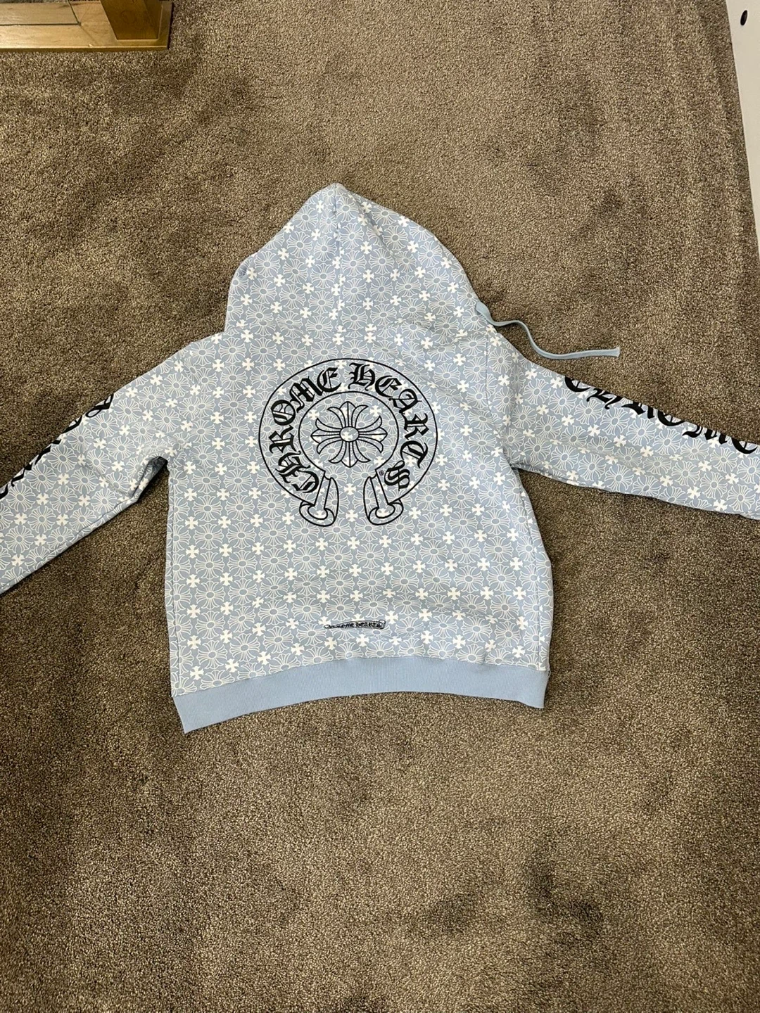 Chrome Hearts Zip-Up Hoodie Light Blue Floral Print - photo 5