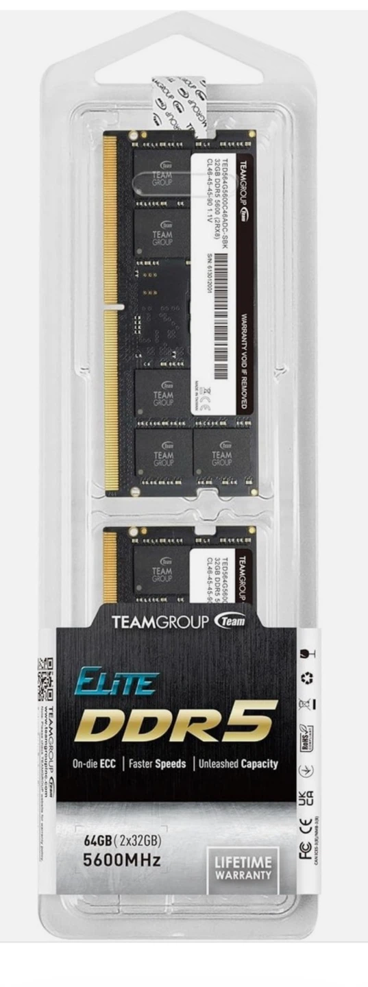 TEAMGROUP Elite DDR5 64GB (2x32GB) 5600MHz RAM Kit