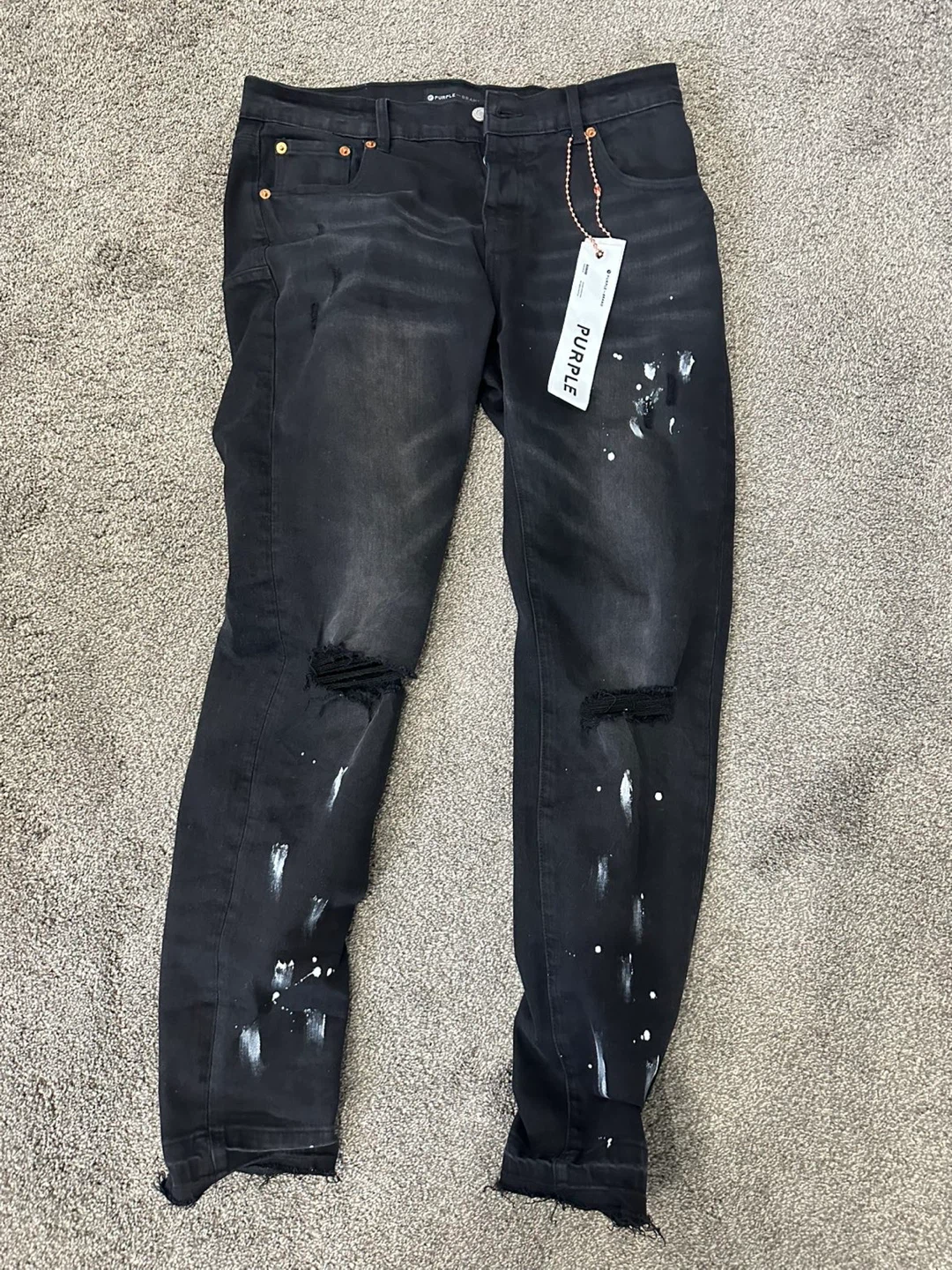 Purple Brand Black Paint Splatter Distressed Jeans - photo 5