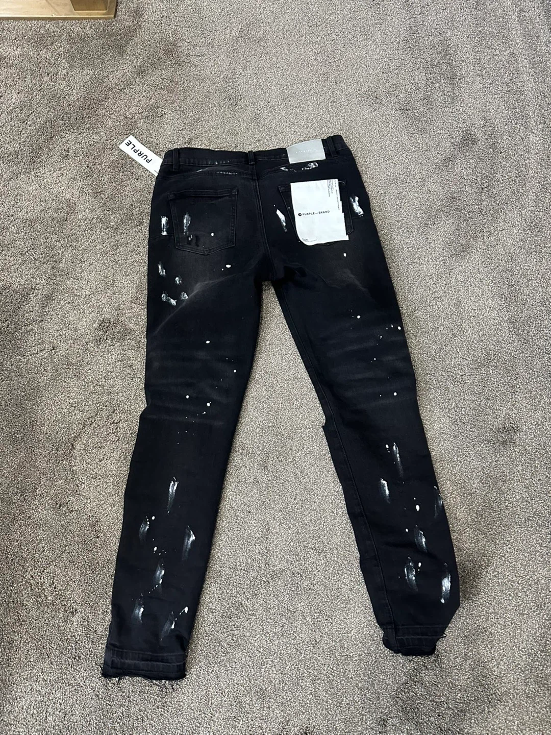 Purple Brand Black Paint Splatter Distressed Jeans