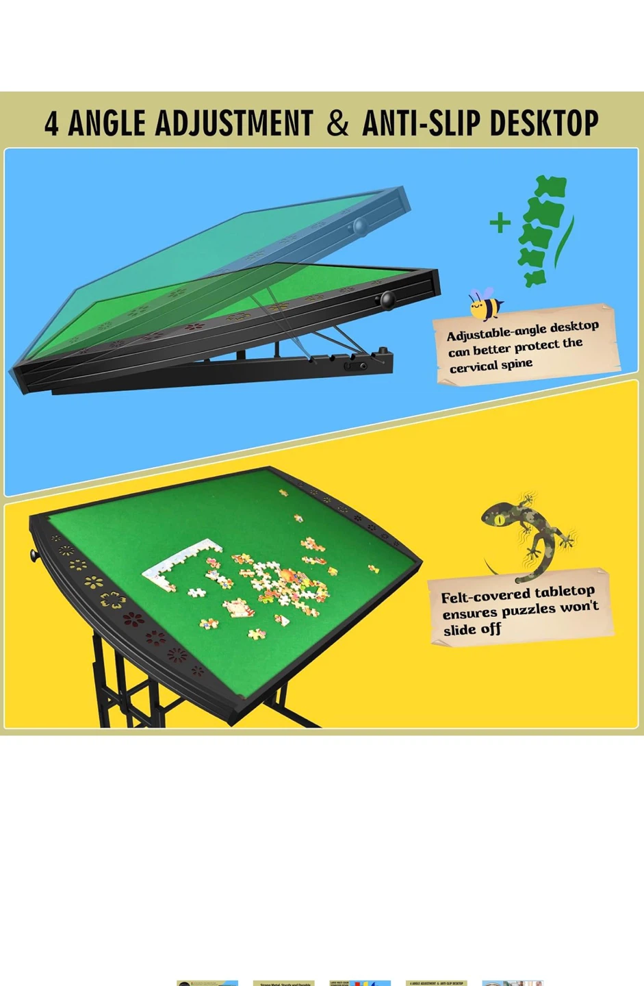 Portable Puzzle Table with Drawers - Adjustable Height & Tilt - photo 5