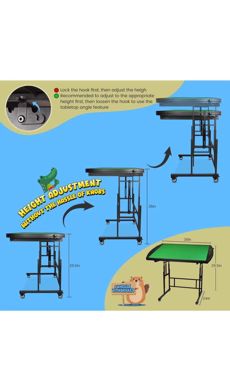Portable Puzzle Table with Drawers - Adjustable Height & Tilt - photo 2