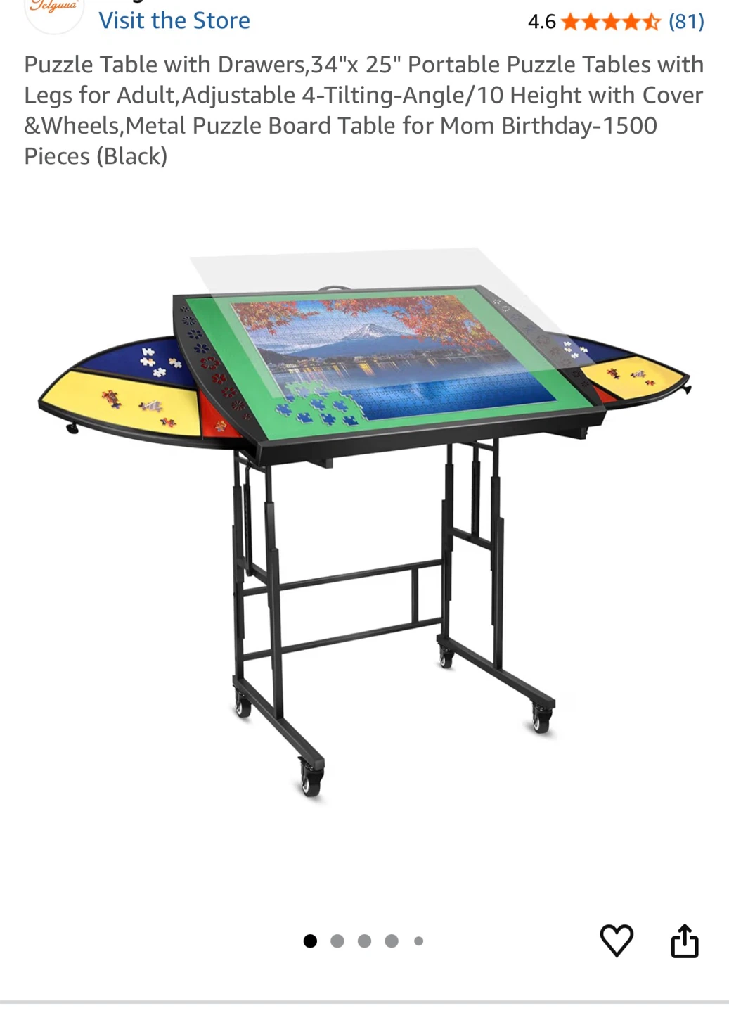 Portable Puzzle Table with Drawers - Adjustable Height & Tilt