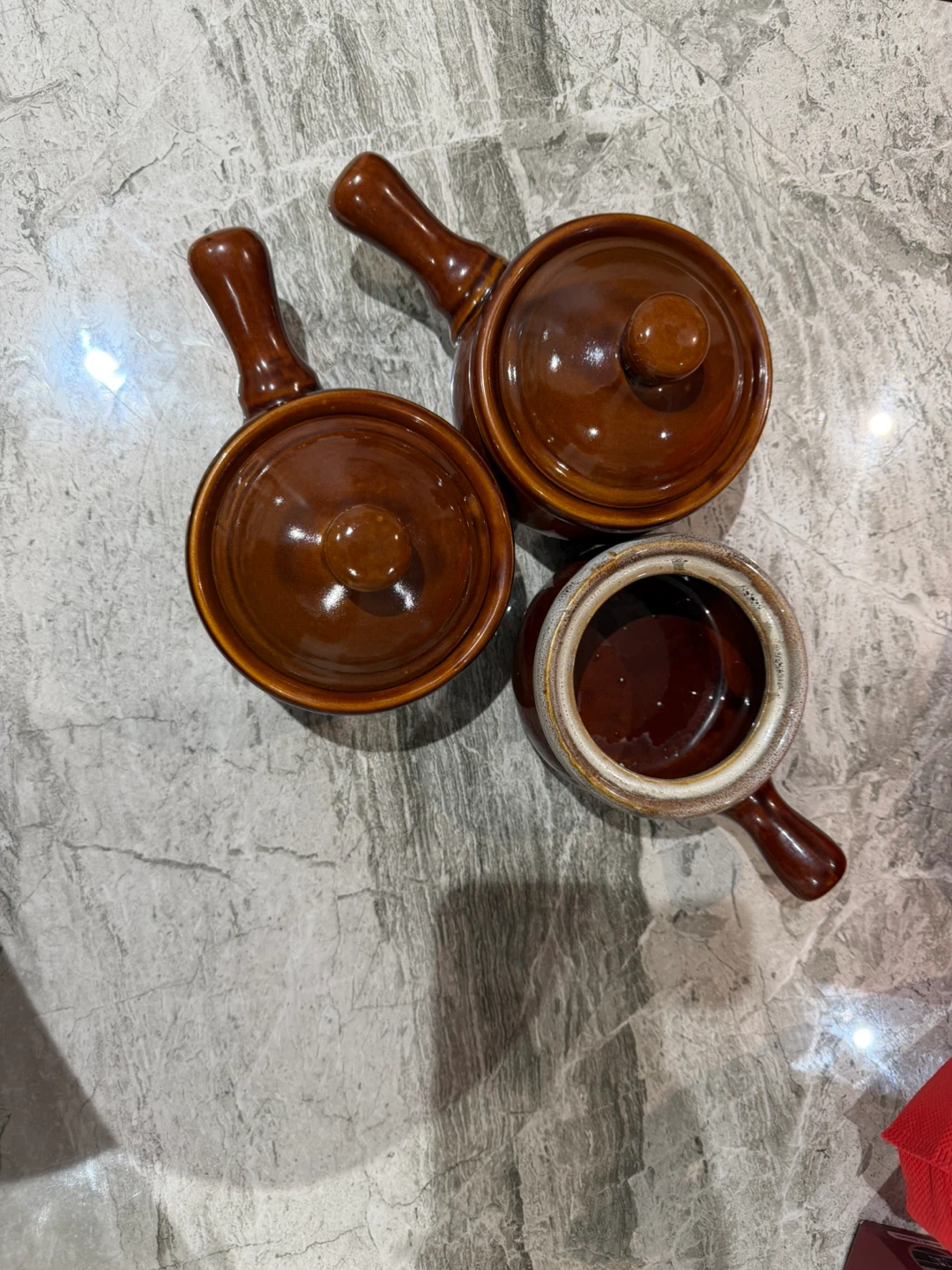 Brown Ceramic Soup Ramekins with Lids and without - photo 2