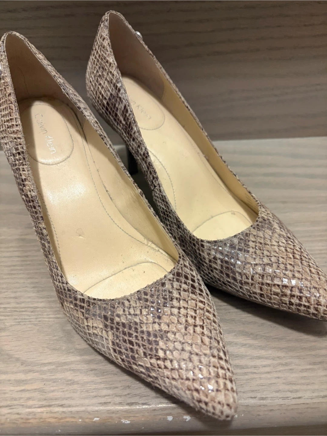 Calvin Klein Snake Print Heels