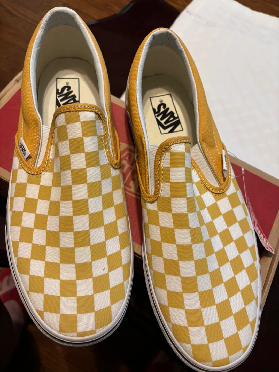 Vans Classic Slip-On Checkerboard Ochre True Shoes - photo 2