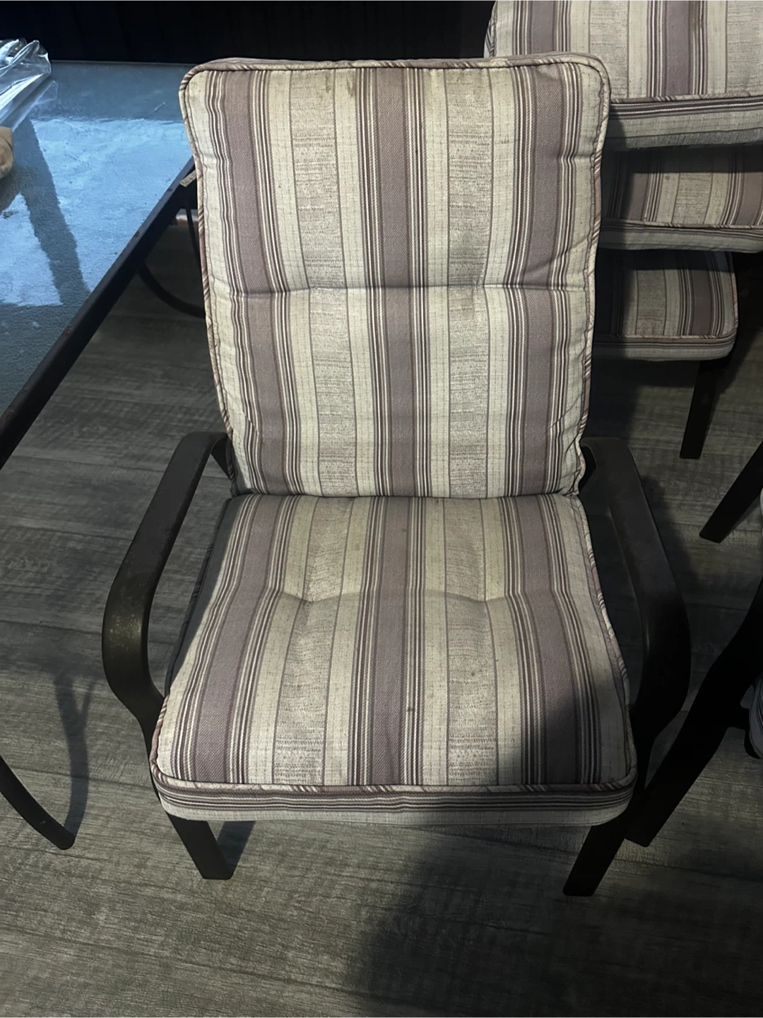 Patio Chairs with Striped Cushions (Set of 5) - photo 2