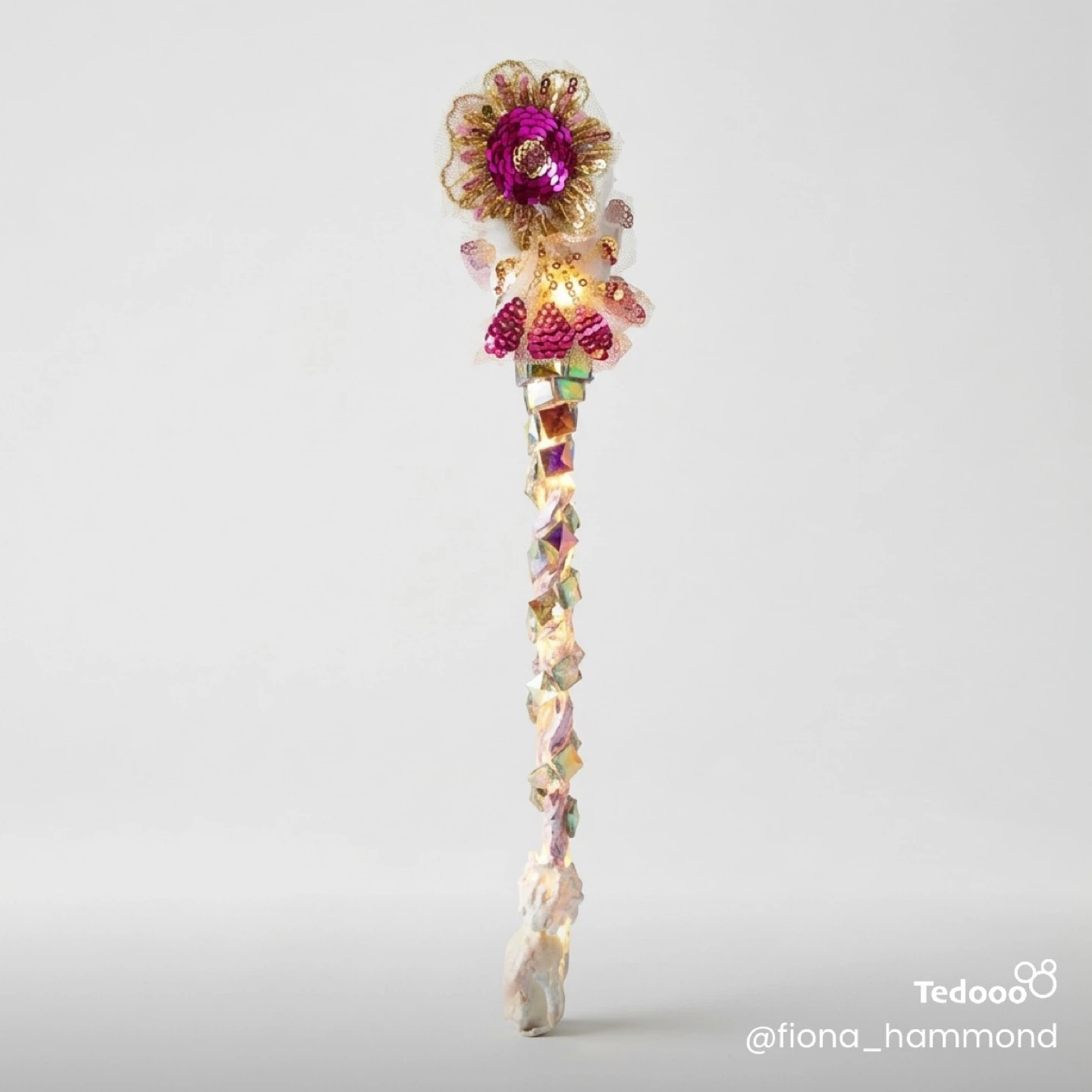 Handmade Sparkly Flower Wand with Lights