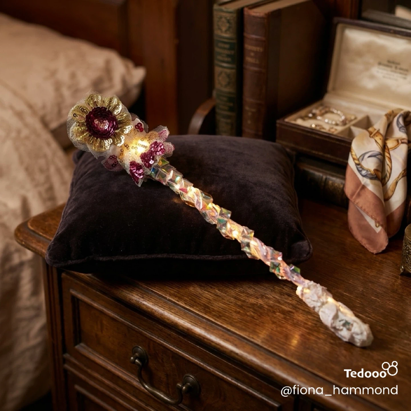 Handmade Sparkly Flower Wand with Lights - photo 3