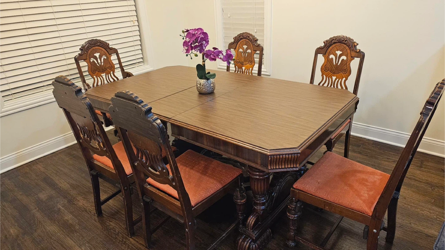 Antique Dining Table Set with 6 Chairs - photo 2