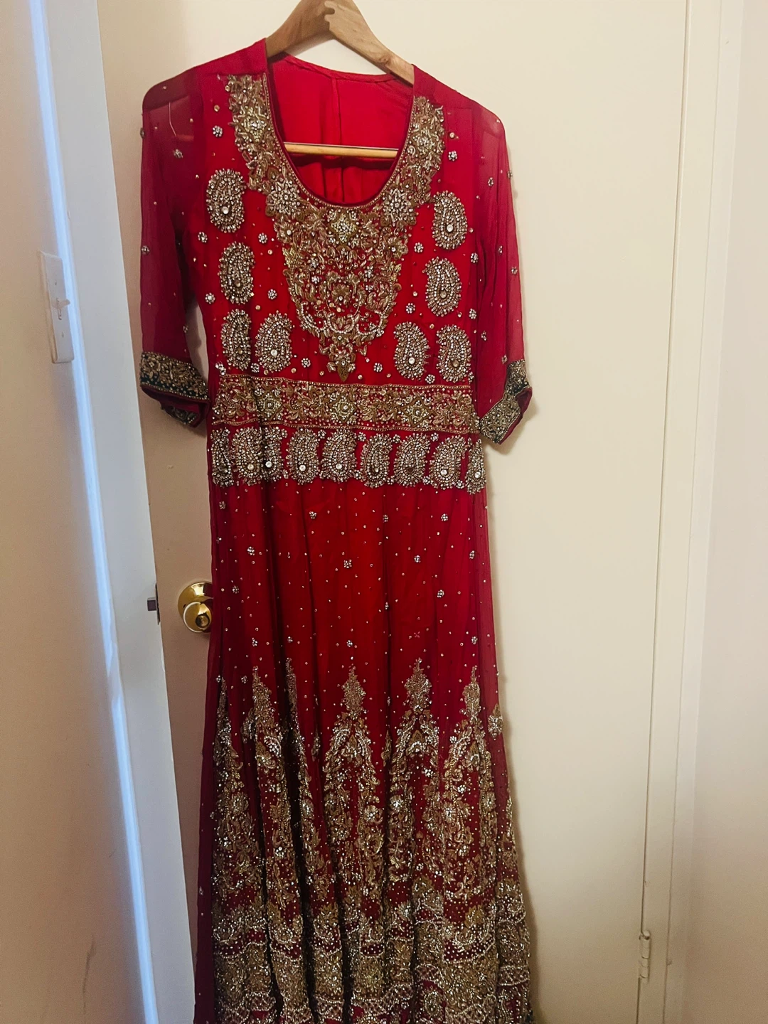 Embellished Red Maxi Bridal Dress