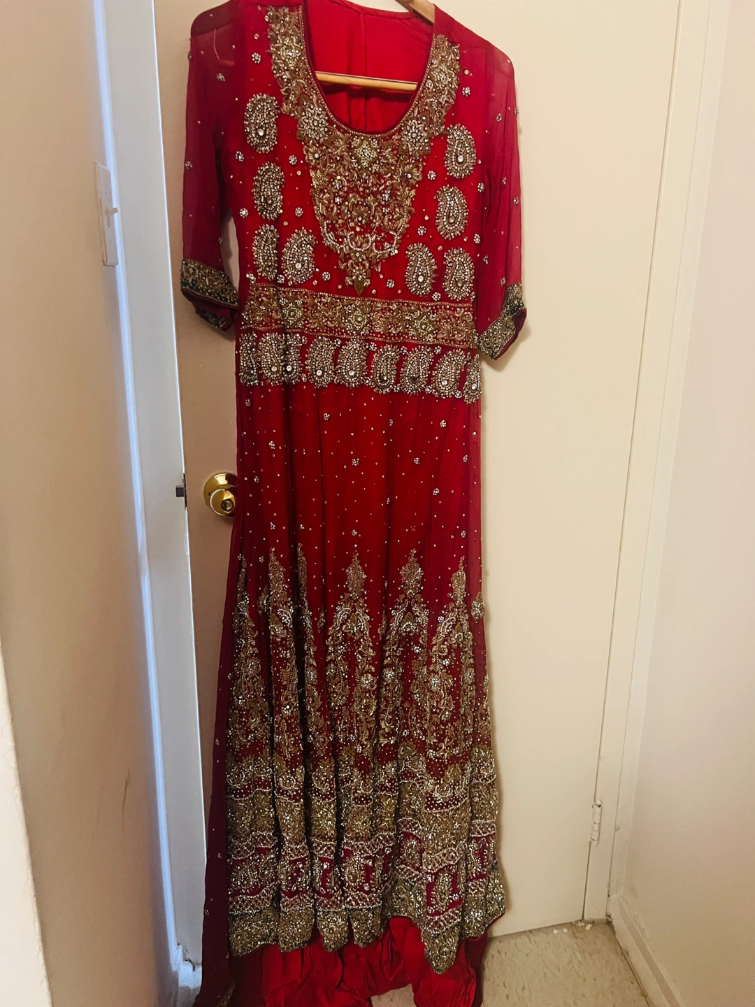 Embellished Red Maxi Bridal Dress - photo 3
