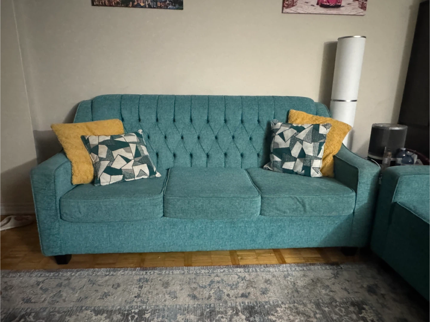 Teal Tufted Sofa - photo 2