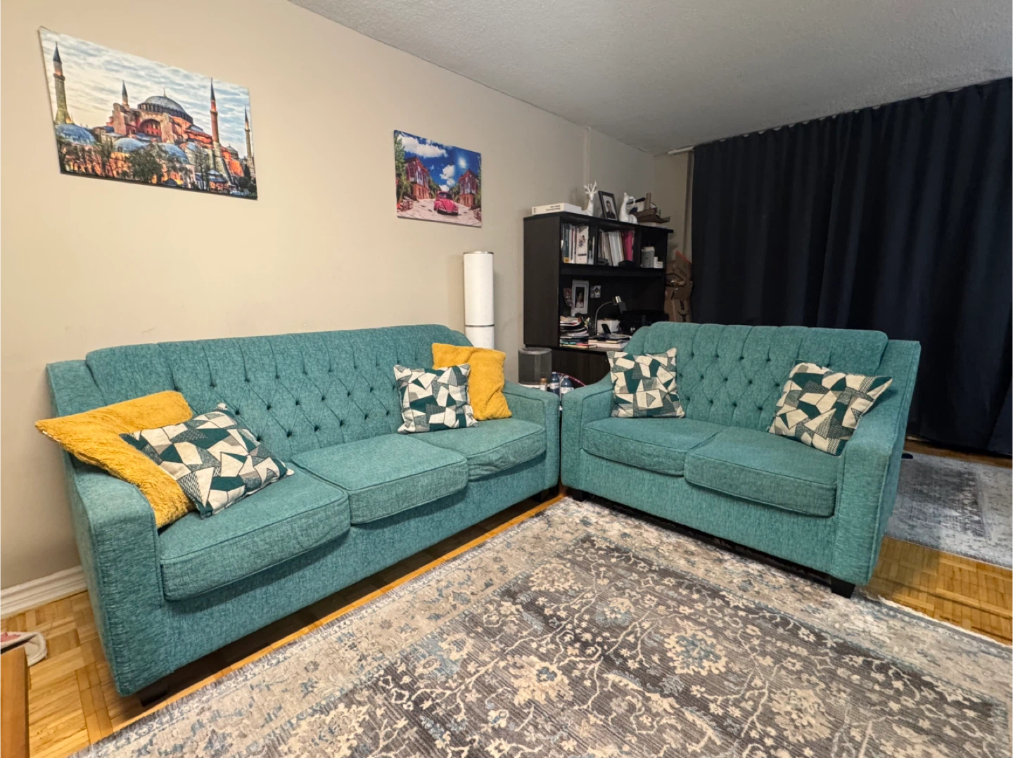 Teal Tufted Sofa - photo 4