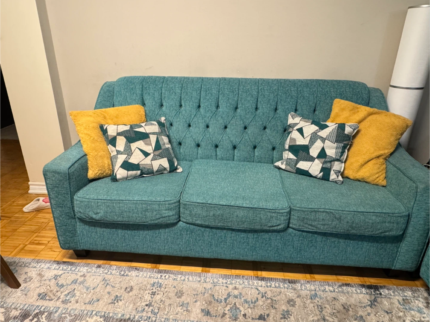 Teal Tufted Sofa - photo 3