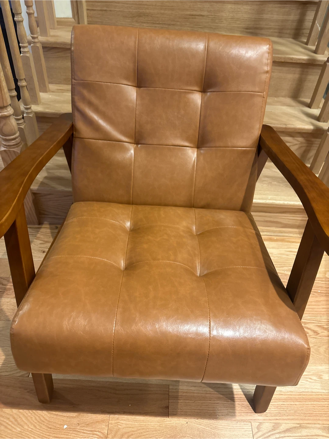 HAVVA 21.65" Tufted Artificial Leather Armchair - Brown - photo 3
