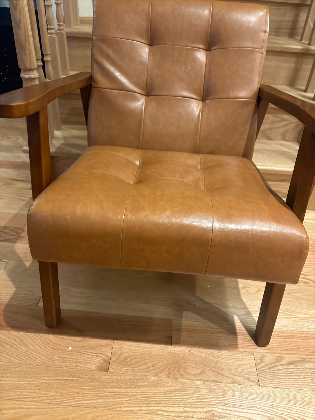 HAVVA 21.65" Tufted Artificial Leather Armchair - Brown - photo 4