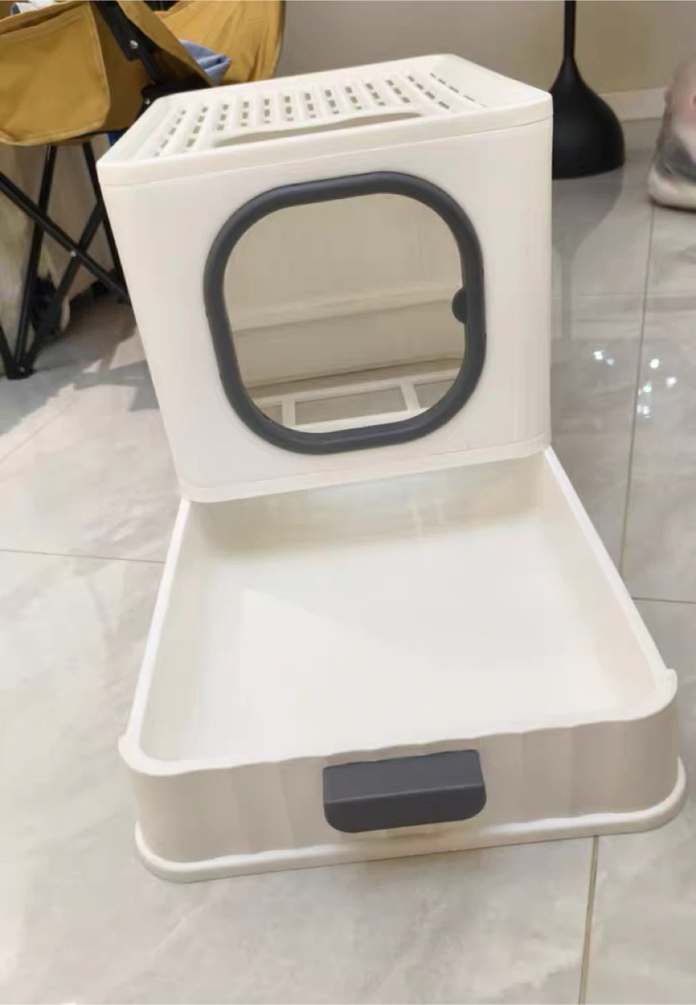 White Enclosed Cat Litter Box with Drawer - photo 3