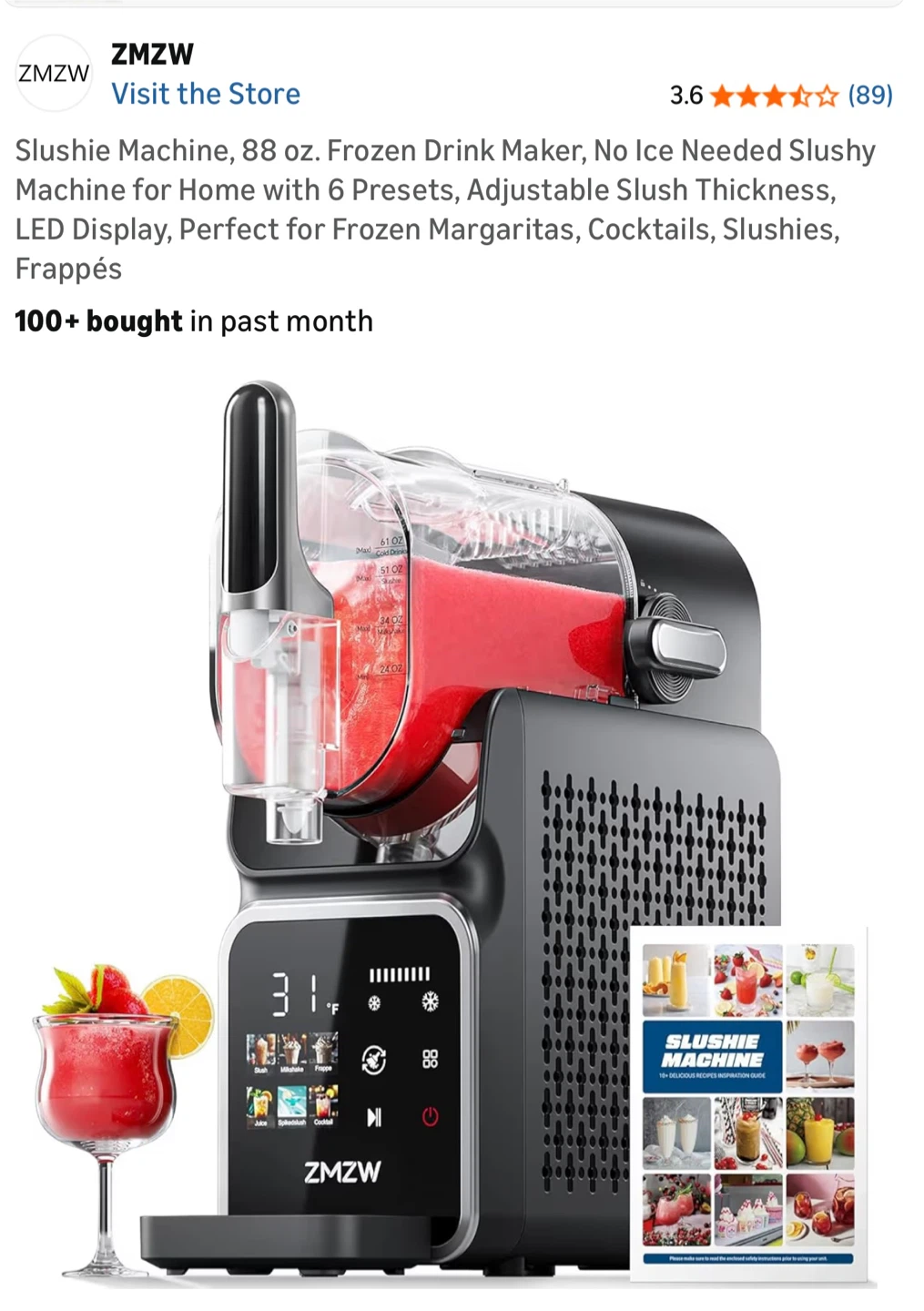 ZMWZ 88 oz. Frozen Drink Slushie Machine