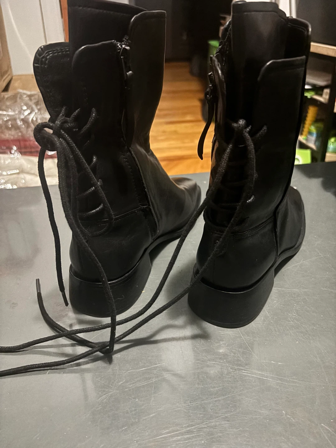 Sam Edelman Tana Black Leather Lace Up Boots US 8 - photo 4