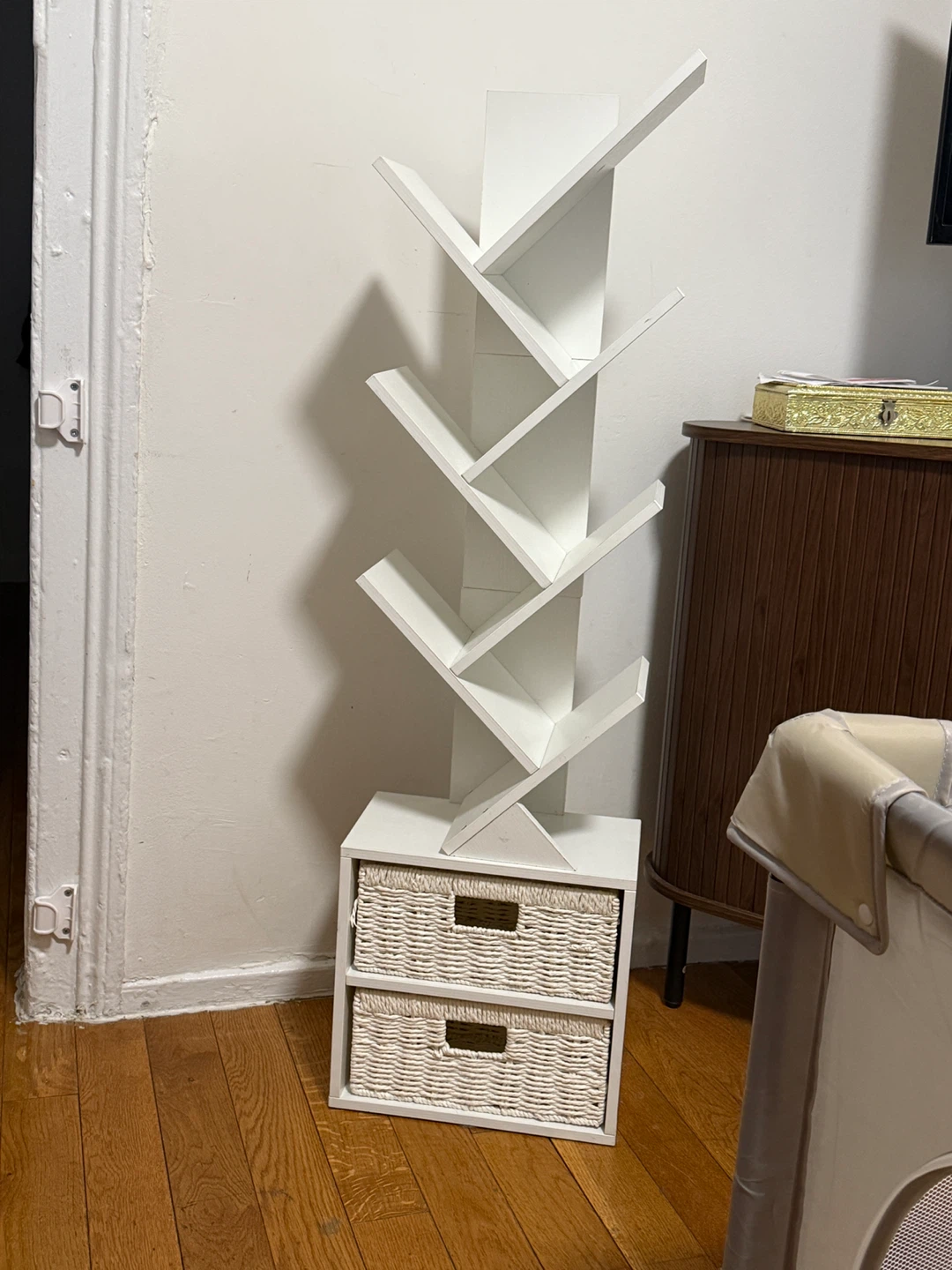 White Tree Bookshelf with Storage Baskets - photo 2