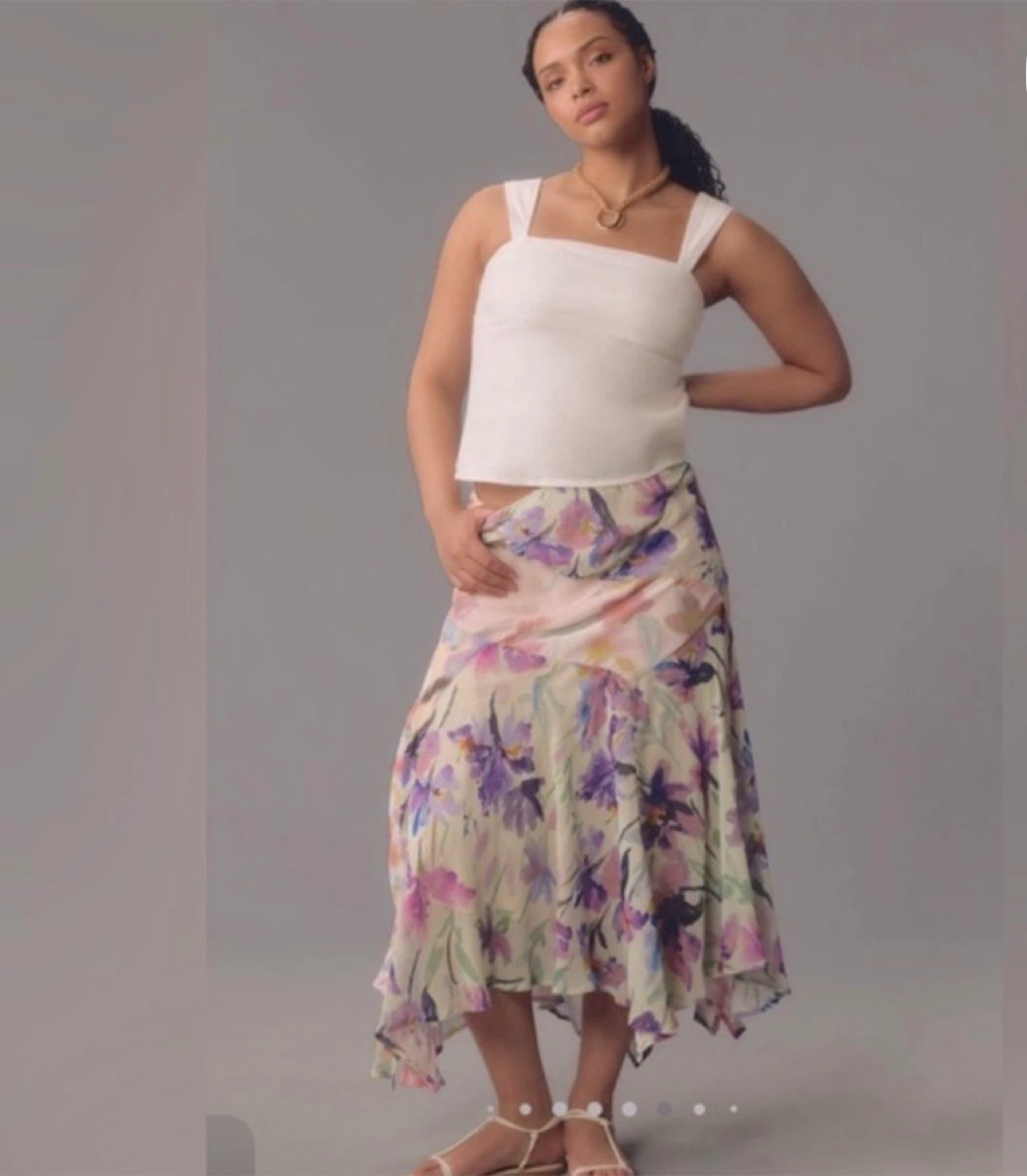 Anthropologie Floral Print Midi Skirt With Flaw - photo 2
