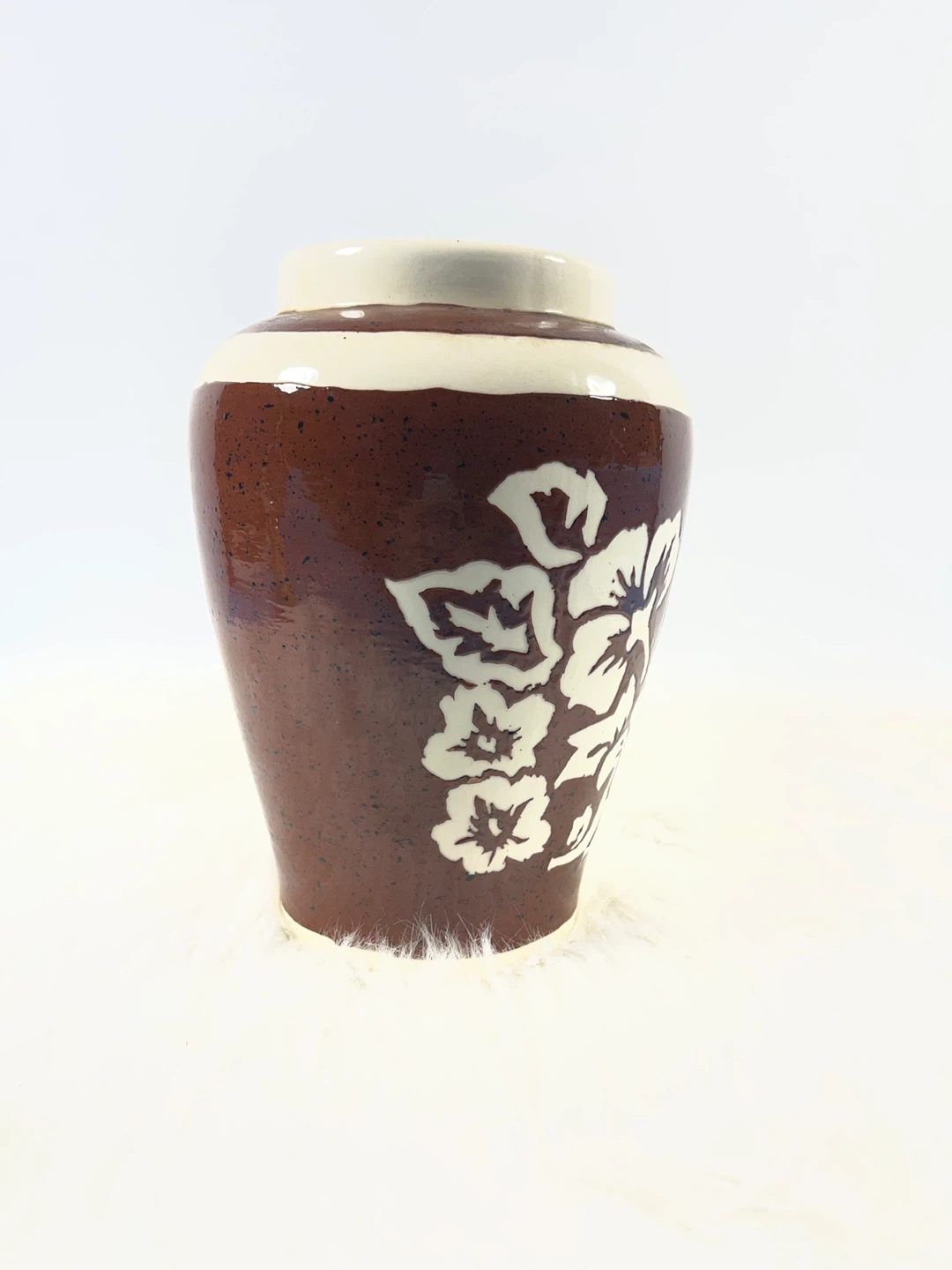 Vintage Brown Floral Ceramic Vase - photo 5