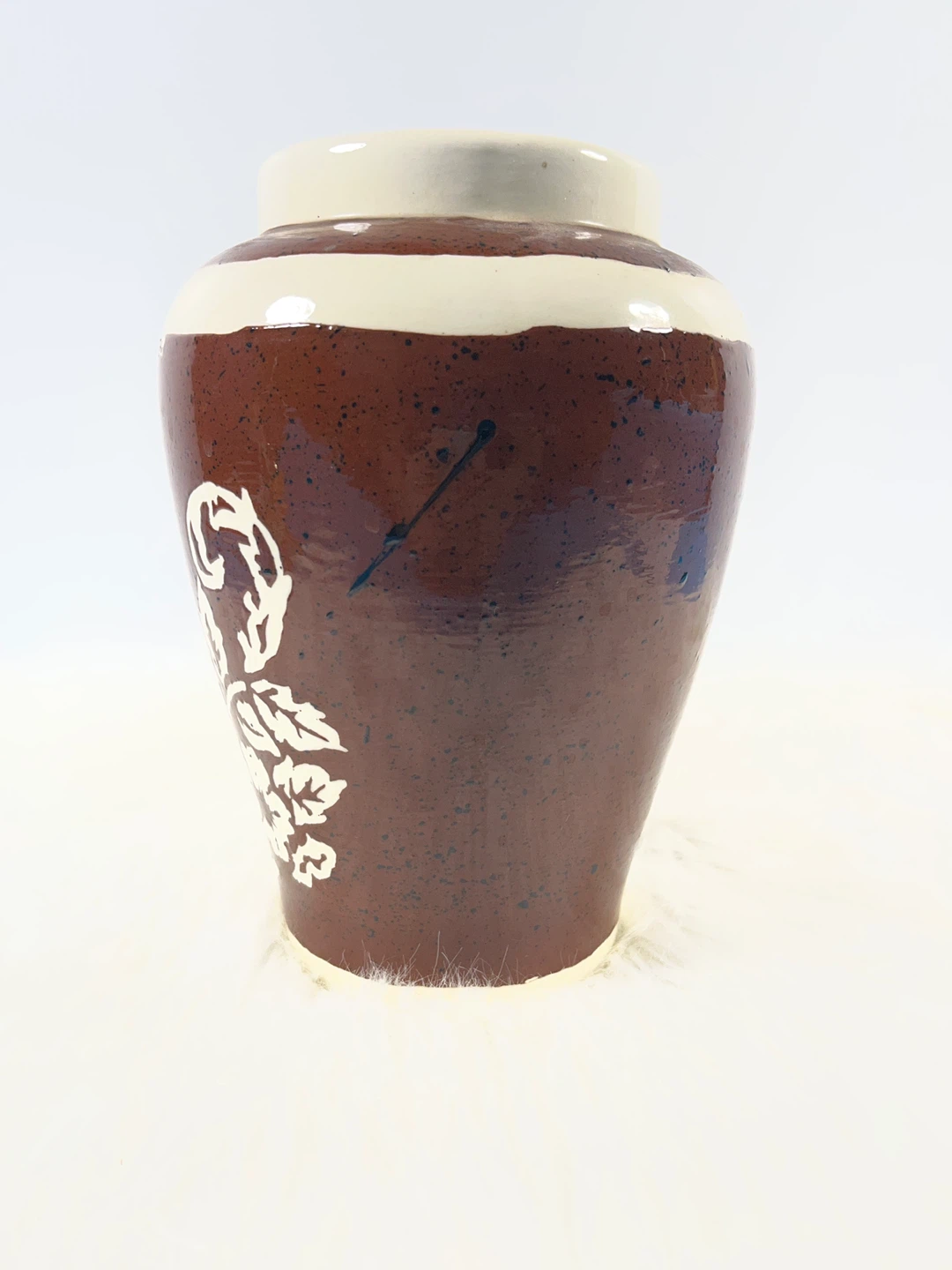 Vintage Brown Floral Ceramic Vase - photo 3