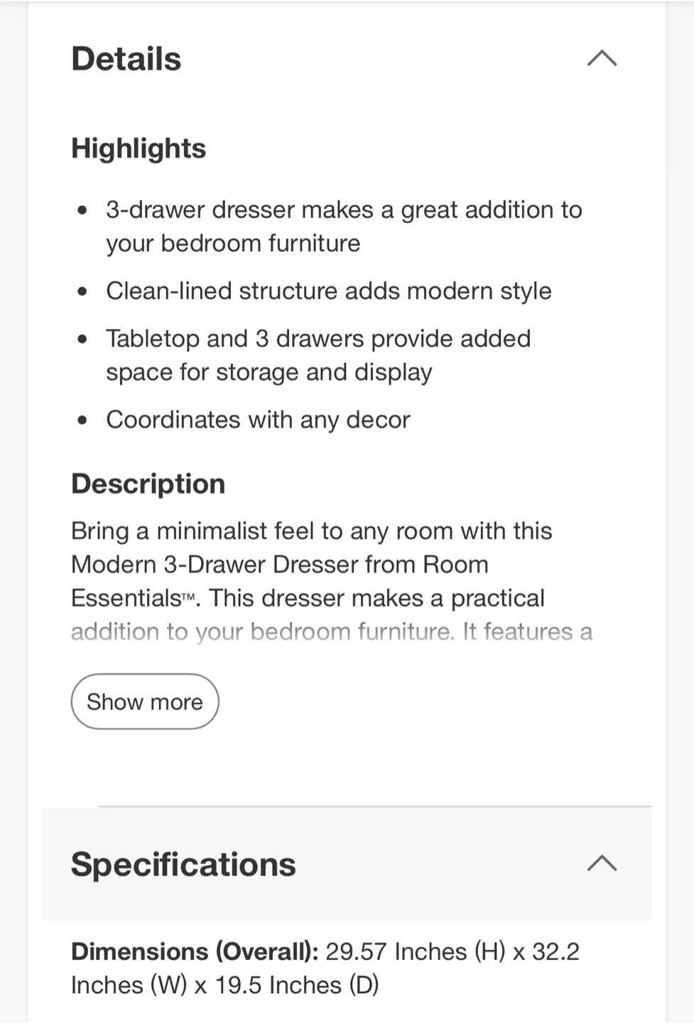 White 3-Drawer Dresser - photo 3