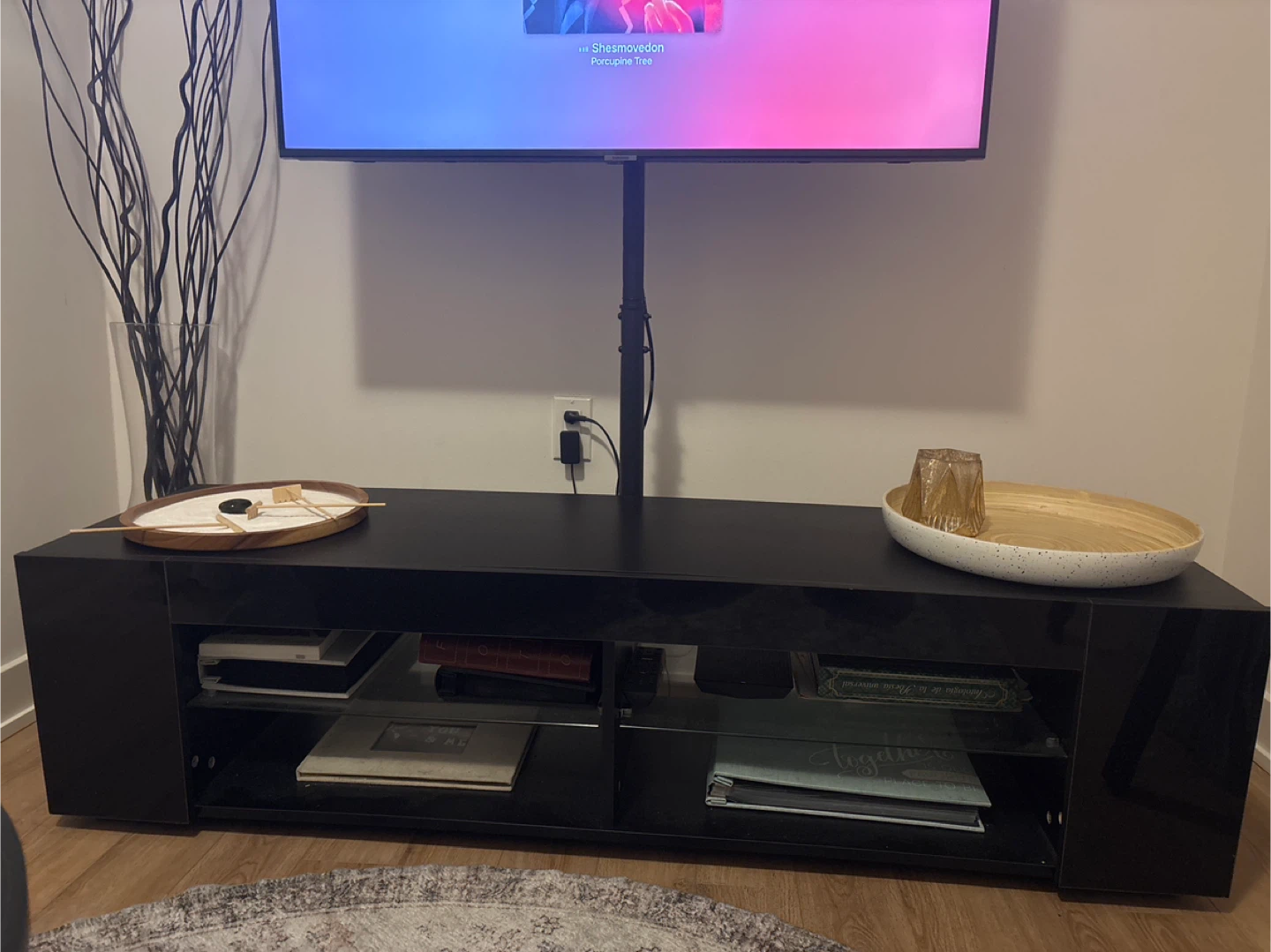 Black TV Stand Entertainment Unit
